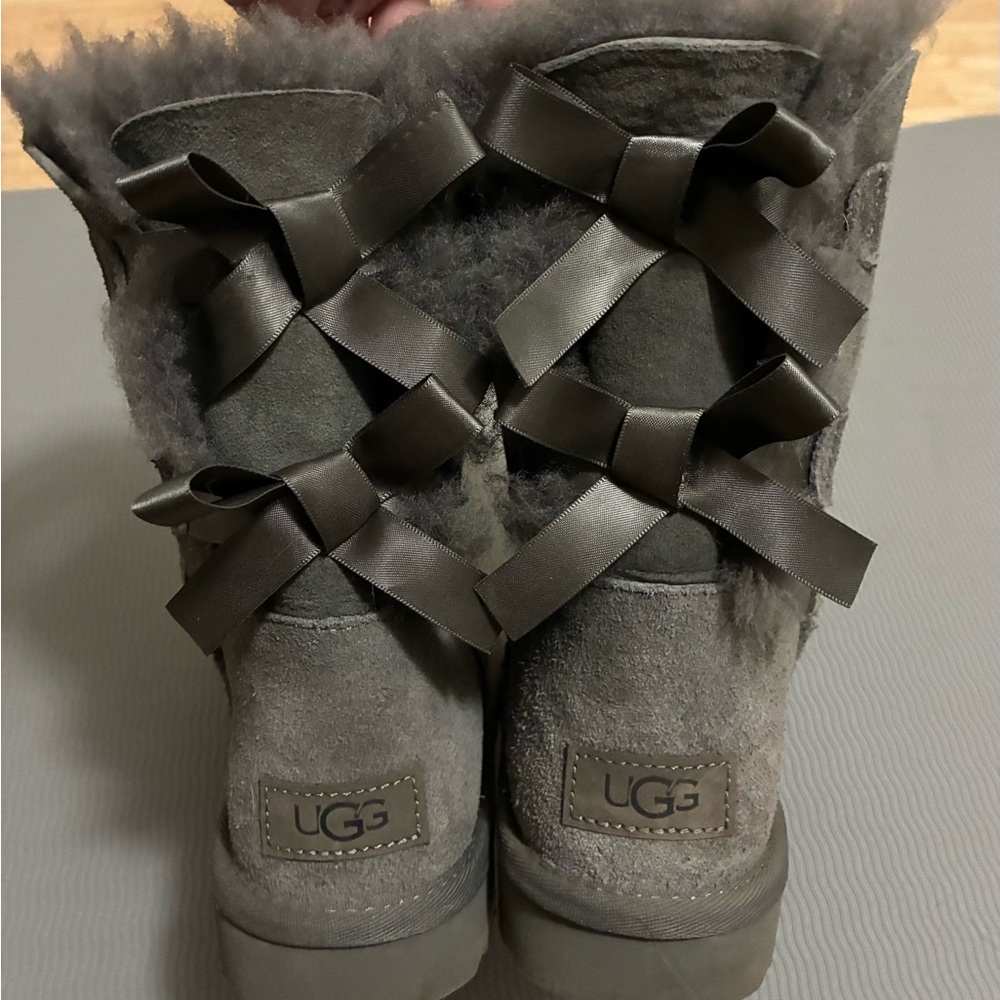 UGG Charcoal Boots with Satin Bows